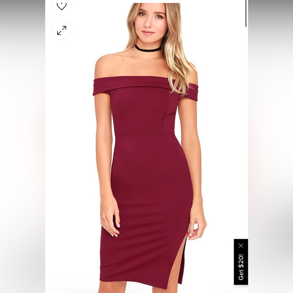 Foxy Lady Burgundy off the shoulder bodycon dress